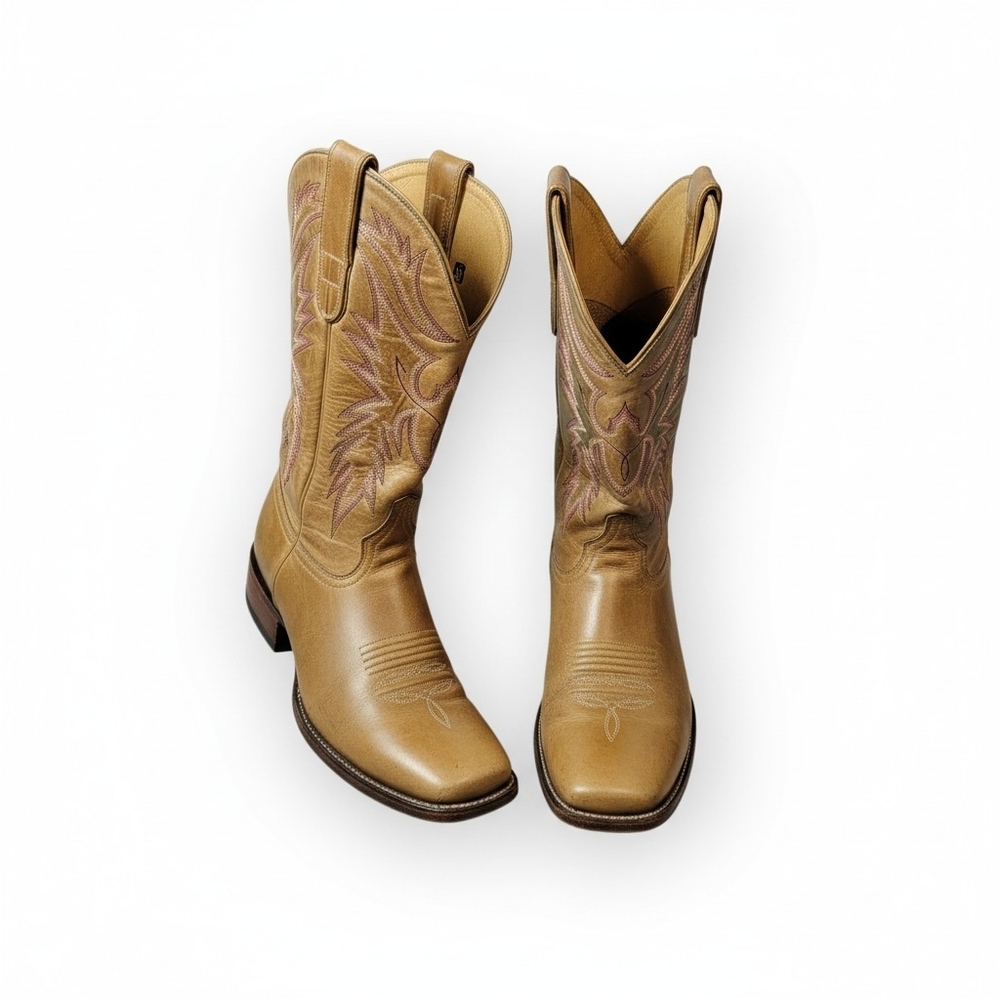 Tin Haul Co. Women’s Western Cowboy Boots Tan Distressed Leather Square Toe